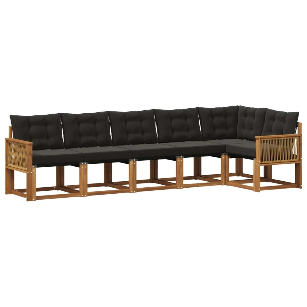 Set di divani da esterno 6 pz Naturale e Nero 3381988