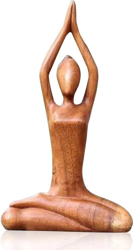 Figura di yoga in posa femminile in resina decorativa per tavolo di meditazione e decorazione esterna moderna.