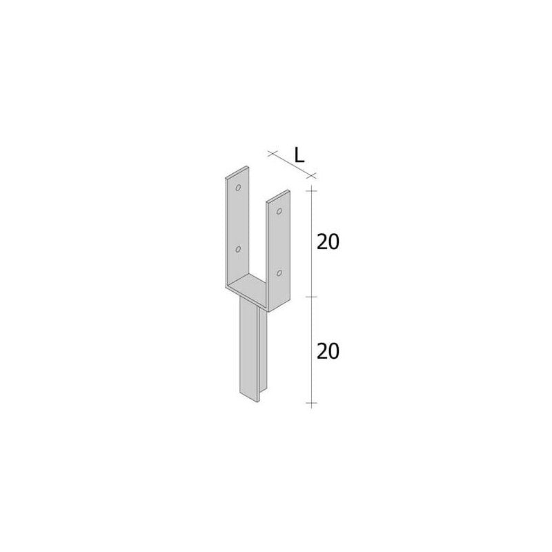 Ancoraggio palo 9x9 cm da annegare nel cemento - 2 pz - Acciaio zincato