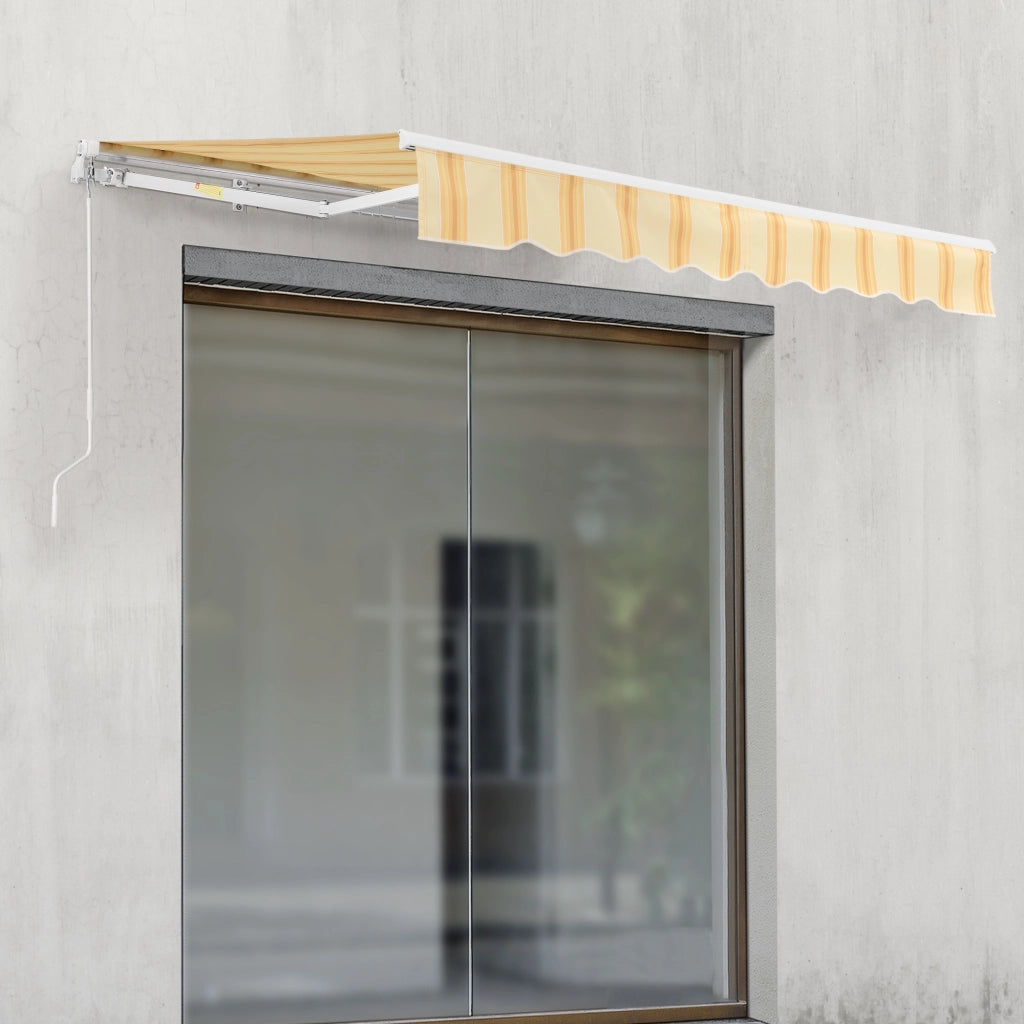 Tenda da Sole a Muro Bitonto con Bracci Estensibili e Manovella 350 x 250 cm (LxP) Giallo/Bianco [en.casa]