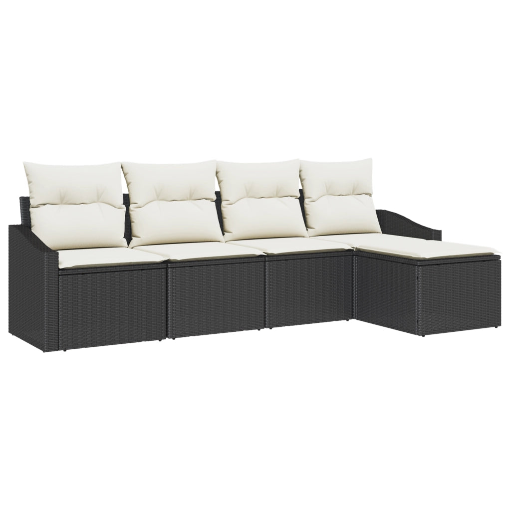 Set da pranzo da giardino a 5 pezzi con cuscini in rattan polietilene color marrone