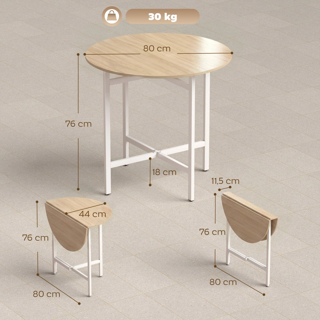 Tavolo da pranzo pieghevole rotondo ¨C zephmum ¨C legno effetto naturale 80 cm