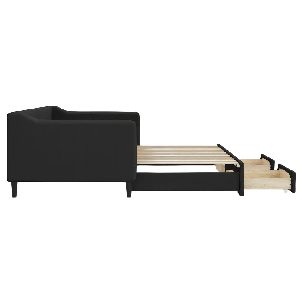Divano Letto Estraibile con Cassetti-Sofa Letto-Daybed Nero 90x200 cm in Tessuto 636668