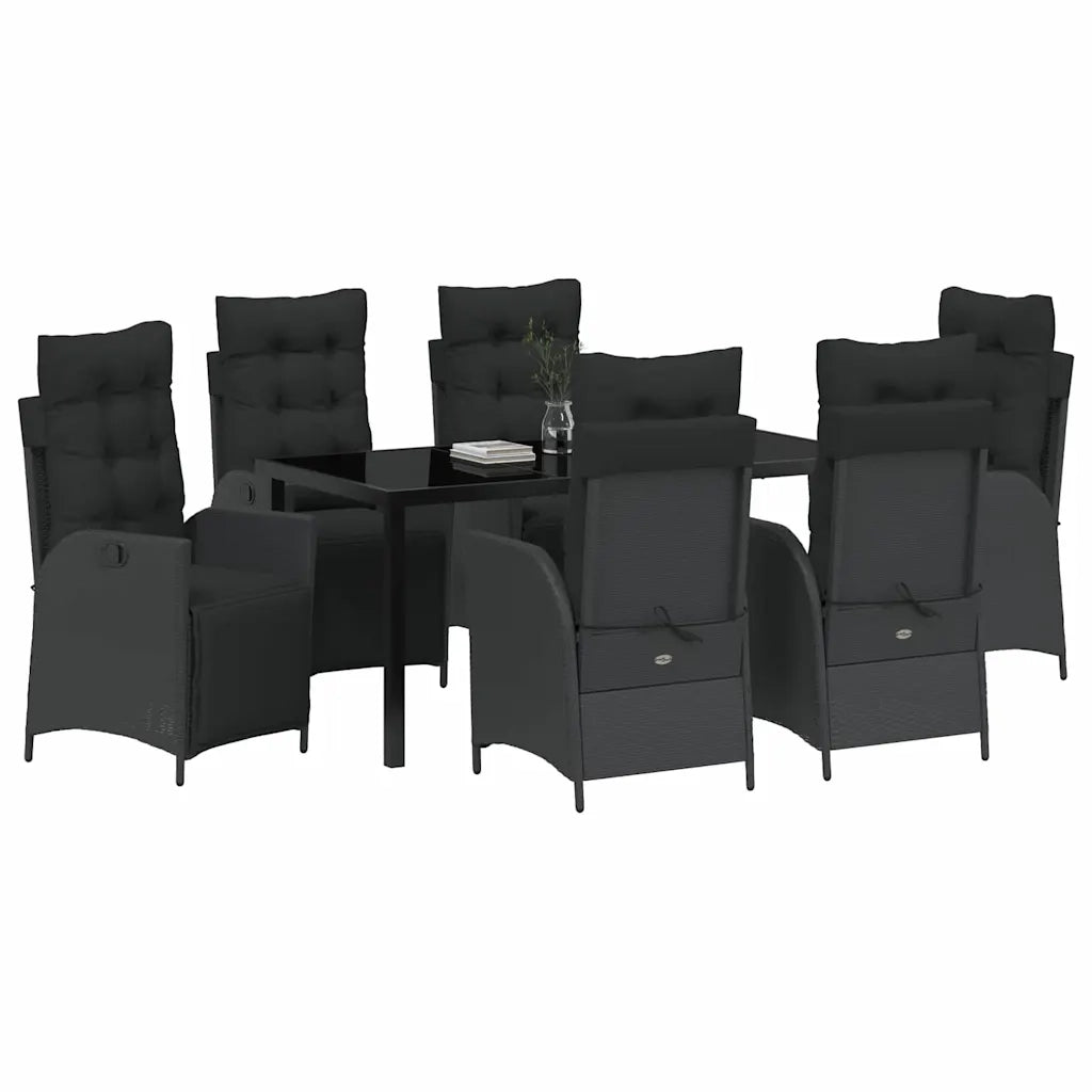 Set da Pranzo per Giardino con cuscino 7 pcs Nero polyrattan 3380537