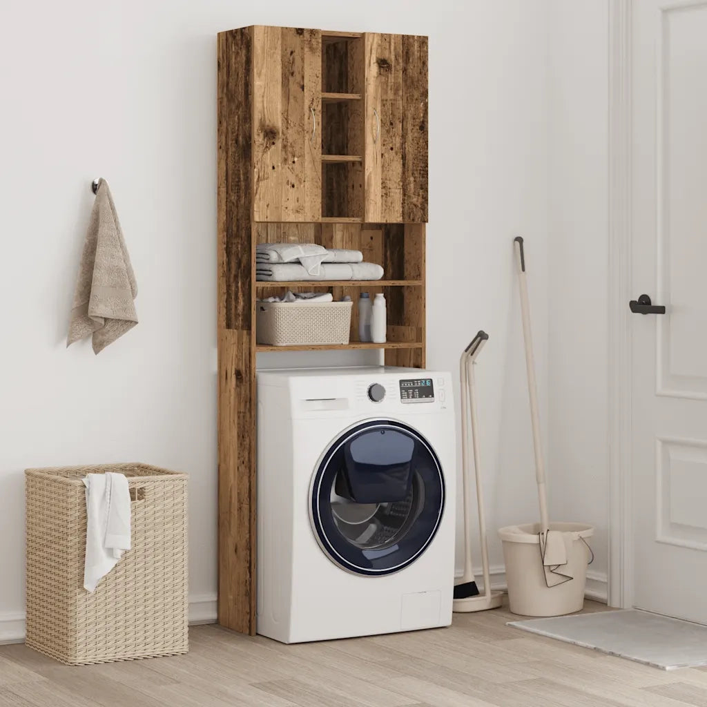 Mobile per Lavatrice Legno Antico 64x25,5x190 cm 856649