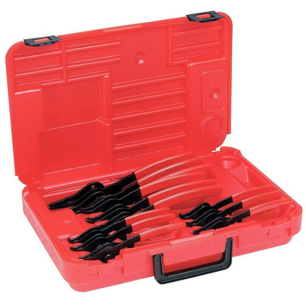Trade Shop - Set 12 Pinze Per Anelli Elastici Interni Esterni Reversibile 45° A 90° 07209 -