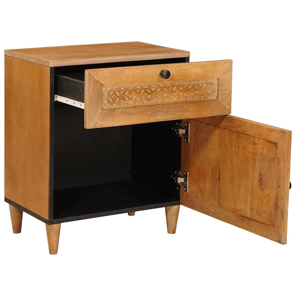 vidaXL Comodino Marrone chiaro 50 x 33 x 60 cm legno massello di mango