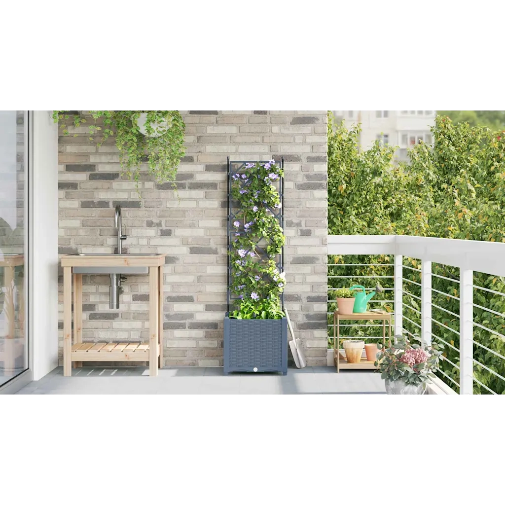 Vaso da giardino Grigio Chiaro 40 x 40 x 143 cm Plastica 42002882