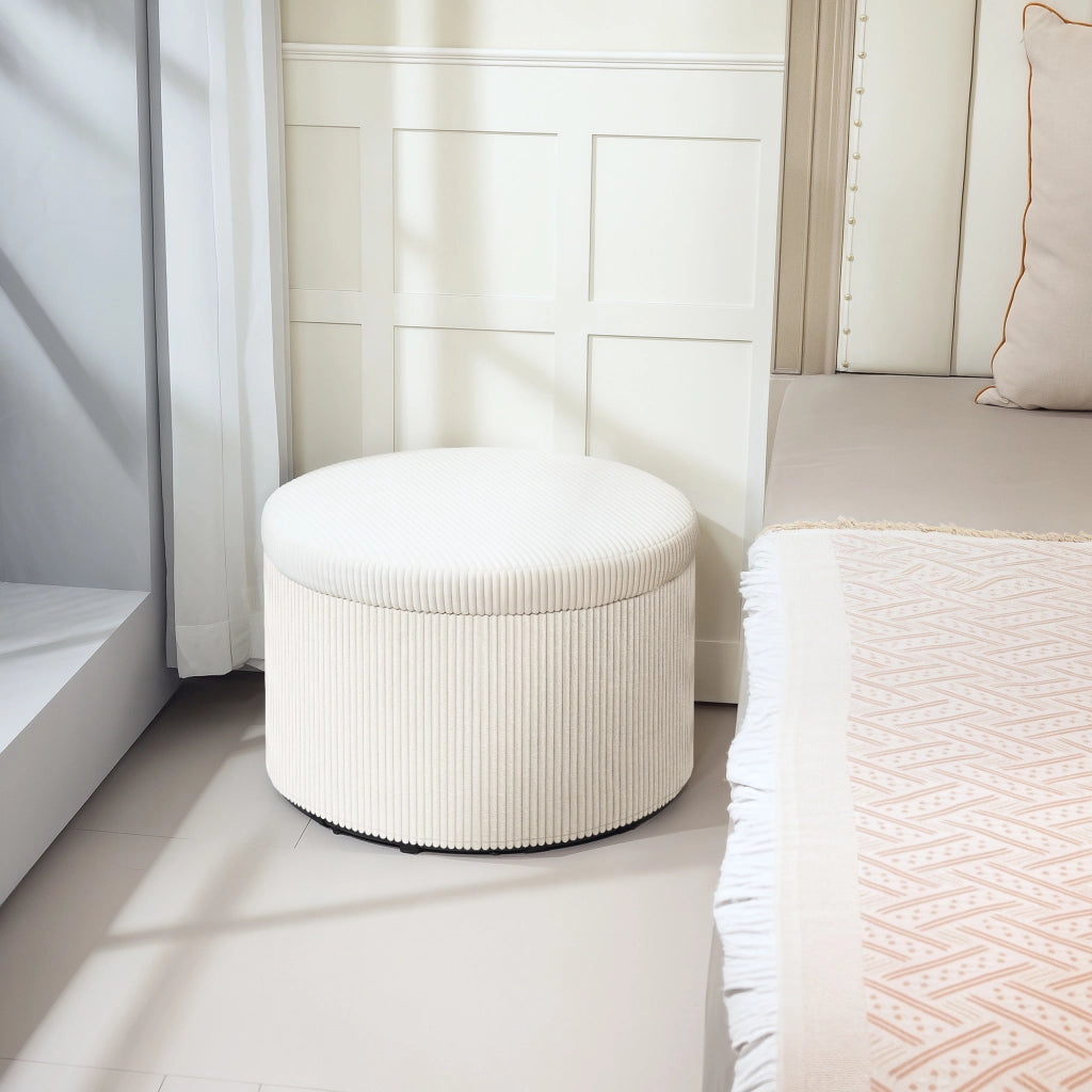 Pouf contenitore rotondo ¨C zephmum ¨C velluto, beige, ?60x41 cm