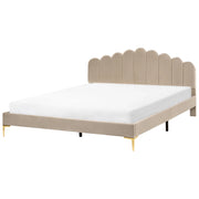 Letto matrimoniale 180 x 200 cm velluto Gambe in metallo tortora con testiera e base a doghe