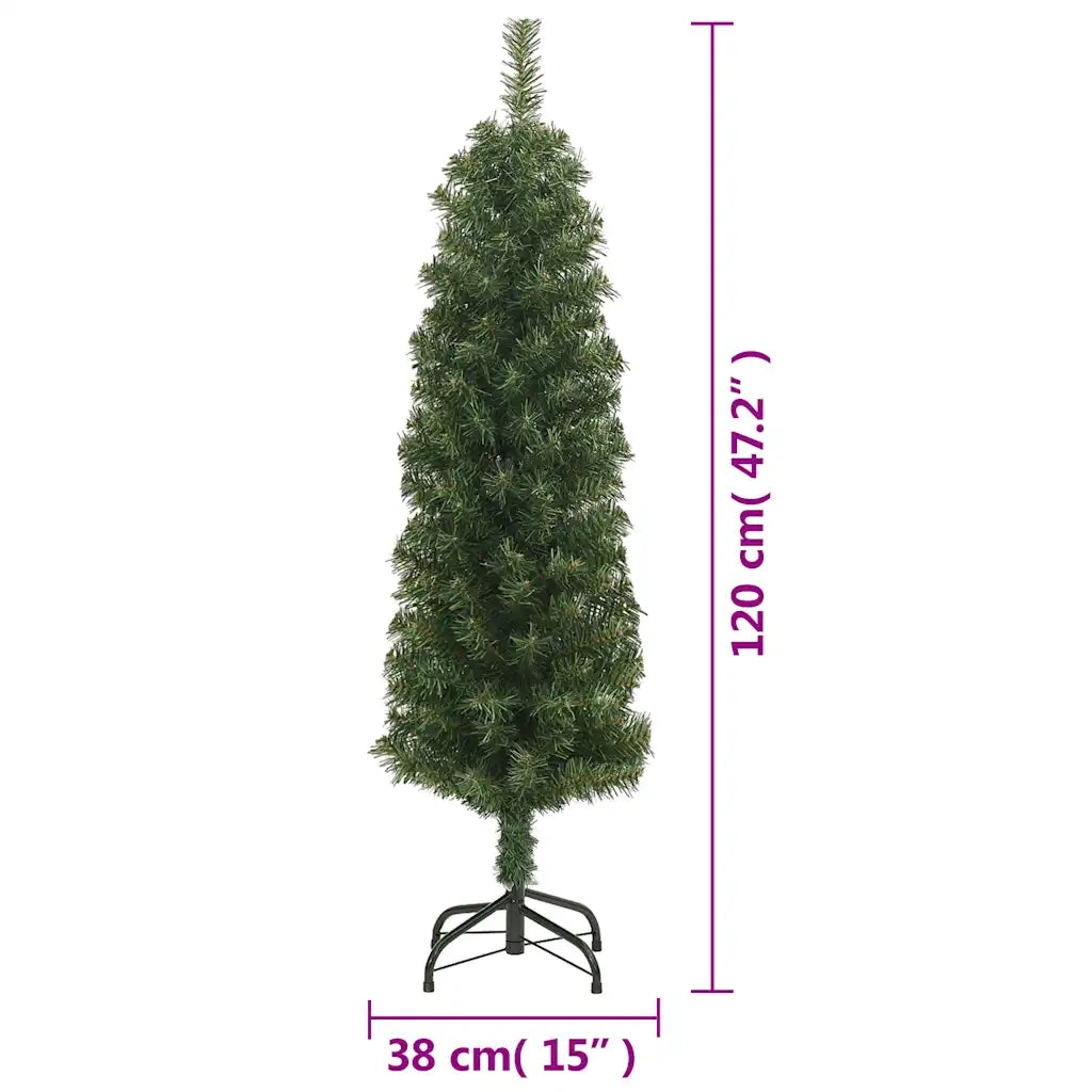 Albero di Natale | Decorazioni natalizie Artificiale Sottile con Base Verde 120 cm PVC