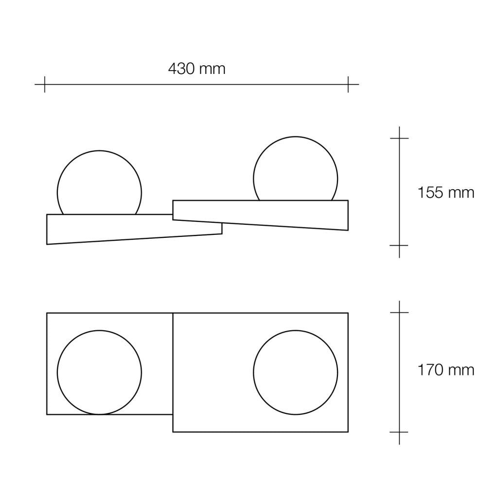 CICLADI applique a parete Con Vetro 2 Luci Up/Down in gesso bianco GX53 l.43cm