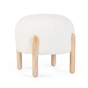 Sgabello imbottito in tessuto bouclé con gambe in legno - SIENNA