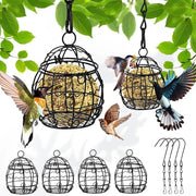 Supporto per cibo per uccelli, 4 pezzi supporto per cibo per uccelli stazione per uccelli, casa per cibo, supporto per cibo metallico per uccelli selvatici da appendere con gancho a S per uccelli selvatici nel giardino, diametro 7 cm