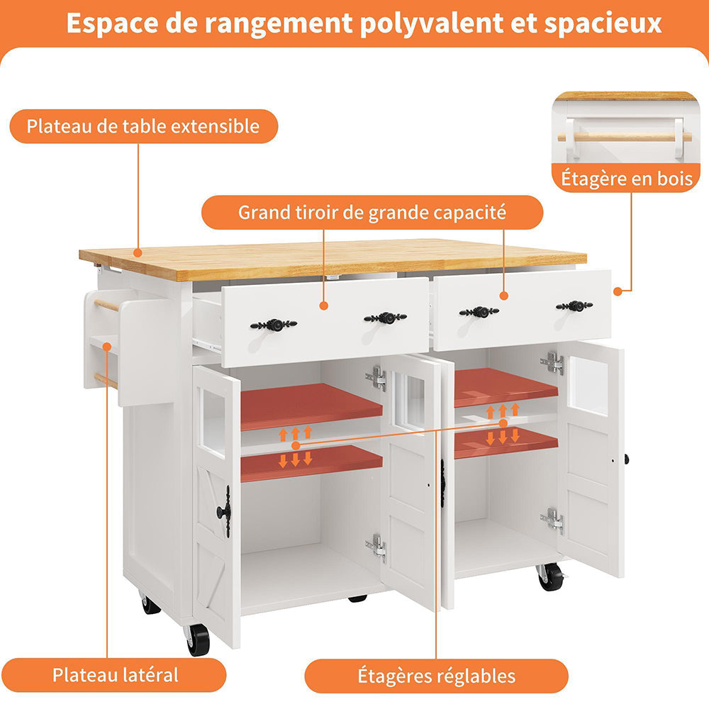 Isola cucina premium - Xylo - bianco freni scomparti regolabili