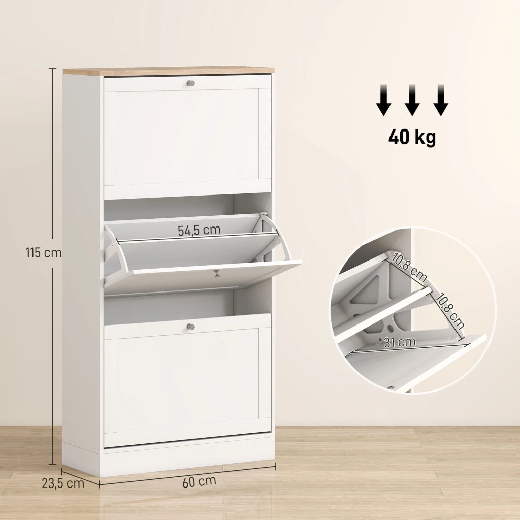 Scarpiera Scandinava 3 Ante ¨C Zephmum ¨C Bianco Legno 60x23.5x115
