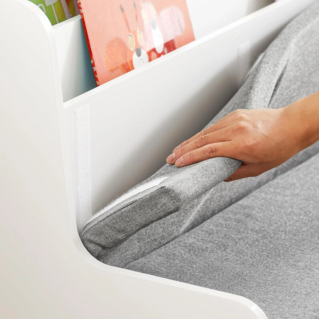 Panca per Bambini con Ruote Libreria con Scatola Portaoggetti Panca per Scarpe con Cuscino Sedile Bianco 100x45x70cm KMB66-W