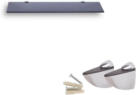 Wandrek in vetro - 30 x 17,8 cm - 1 pezzo - nero - vetro sicuro ESG