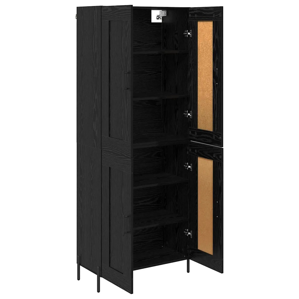 Credenza 2 pz | Madia | Buffet da pranzo | Armadio da pranzo Rovere Nero Legno multistrato