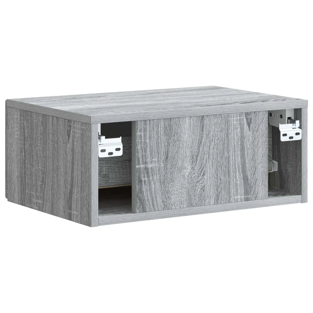 Comodino | Armadio da Notte | Mobiletto da notte a muro Grigio Sonoma 49 x 34,5 x 20 cm