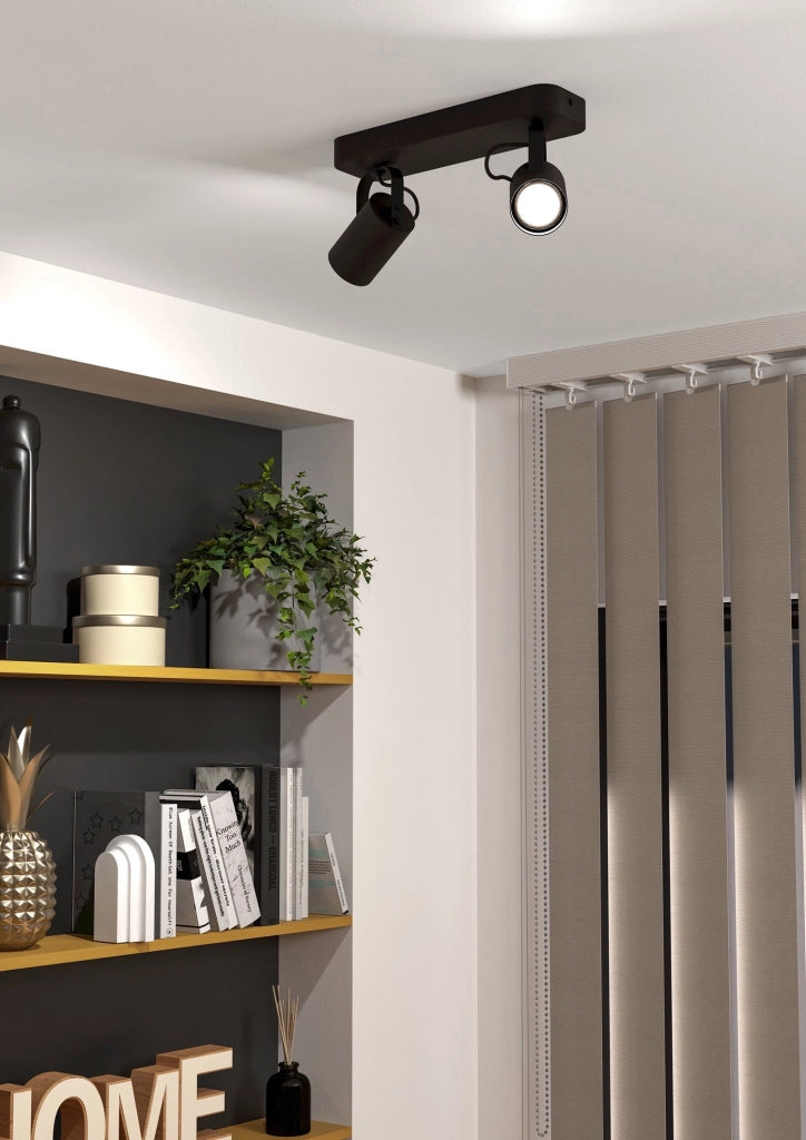 Spot Contemporaneo Sorego In Acciaio Nero 2 Luci Gu10 3W Ip20
