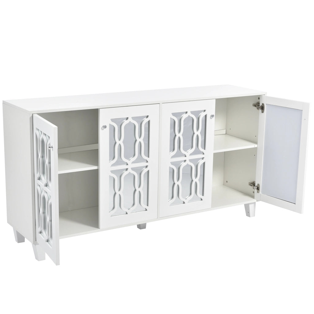 Credenza con Specchio e Ante ¨C MINIMAL ¨C Bianco, 160x40x84