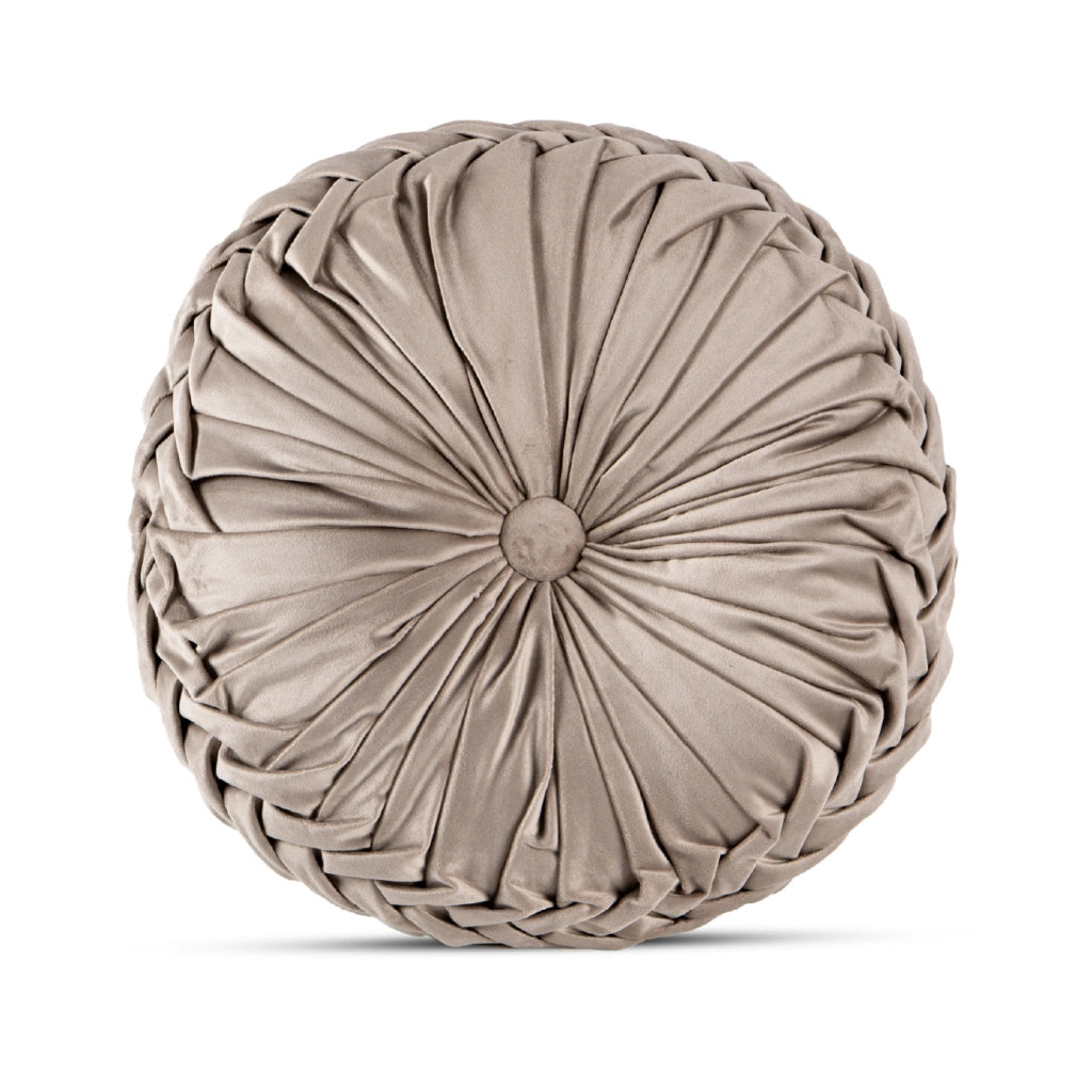 Cuscino Rotondo Zucca Effetto Velluto Circolari Per Divano Decorativo Letto 40 Cm  Tortora