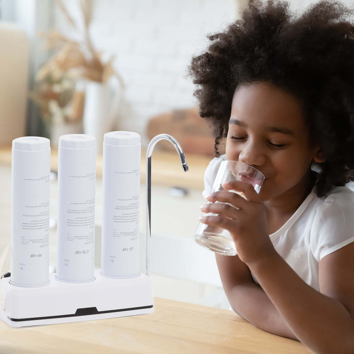 Naturewater Filtro acqua NW-3-PPCTOUF, Sistema di filtrazione a 3 livelli con cartucce, Filtro da banco