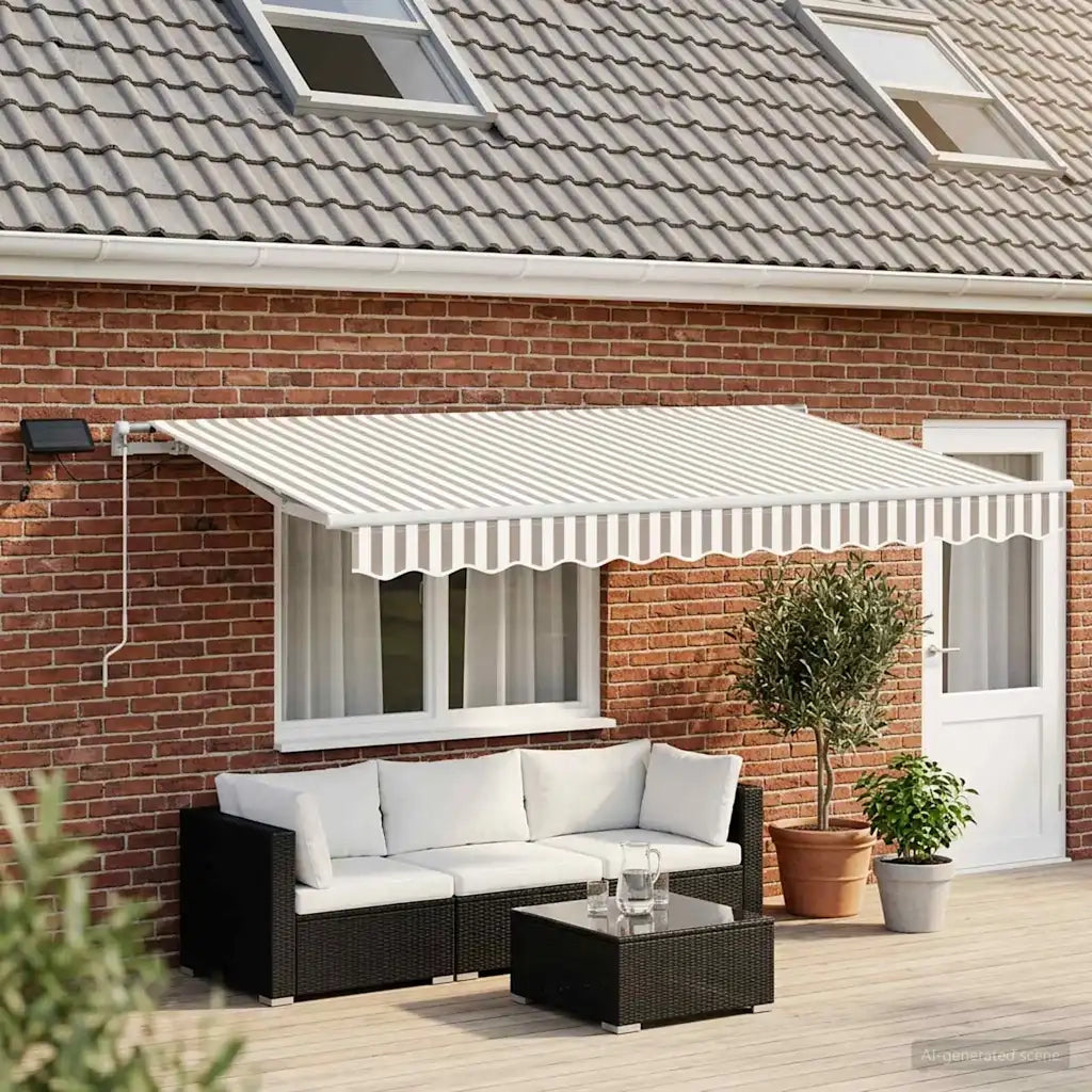 Tenda retrattile Grigio chiaro e bianco 450 × 350 cm 3426270