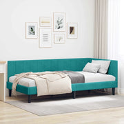 Cornice del letto ad angolo Turchese 100 cm x 200 cm Velluto