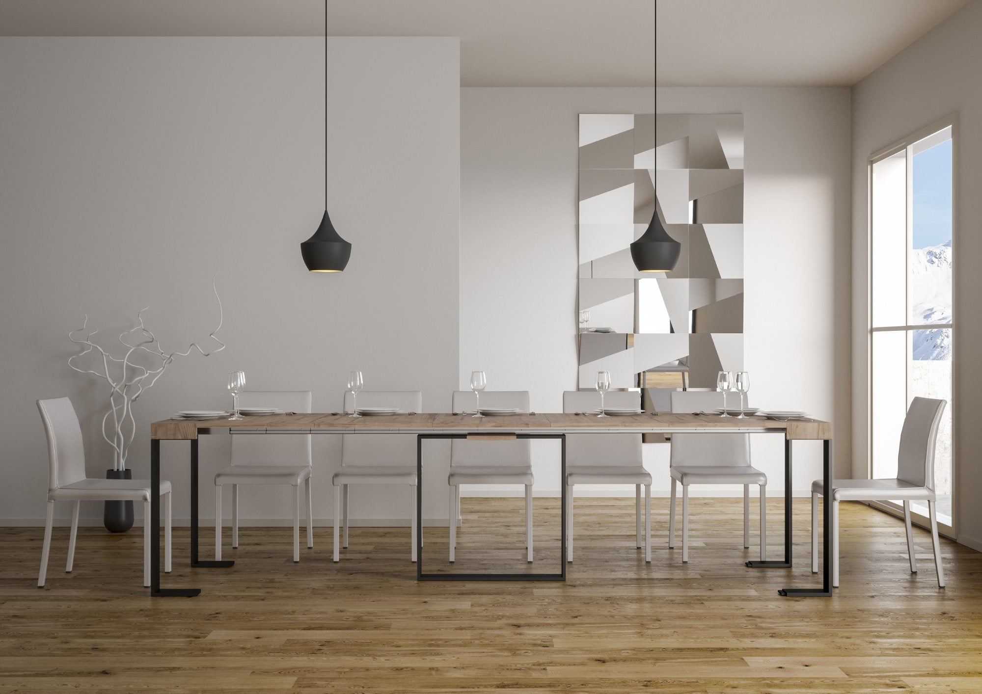 Consolle Allungabile in Legno e Ferro H77x40x90/300cm Futura Rovere Classica