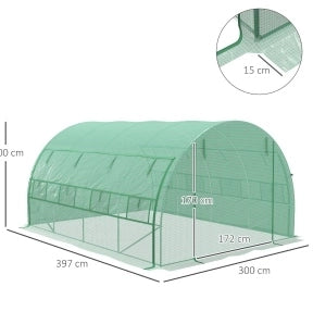 SERRE da giardino 3,97x3x2 m in acciaio verde