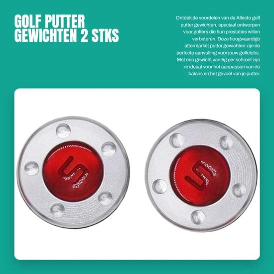 Puttergewichten 2 Stuks - 5g/10g/15g/20g/25g/30g/35g/40g - Gewichten in Metallo di Alta Qualità - Inclusi Anelli in Gomma - Resistenti alle Sollecitazioni e alla Umidità - Gewichten per Golf