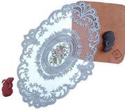 Set di Tavoliere da Cucina da 4 pezzi - Resistente al Calore - Antiscivolo - Ovale - Disegno di Fiori - Tessuto a Maglia con Bordeggio Manuale - Dimensioni 42 x 28 cm - Tavoliere da Cucina