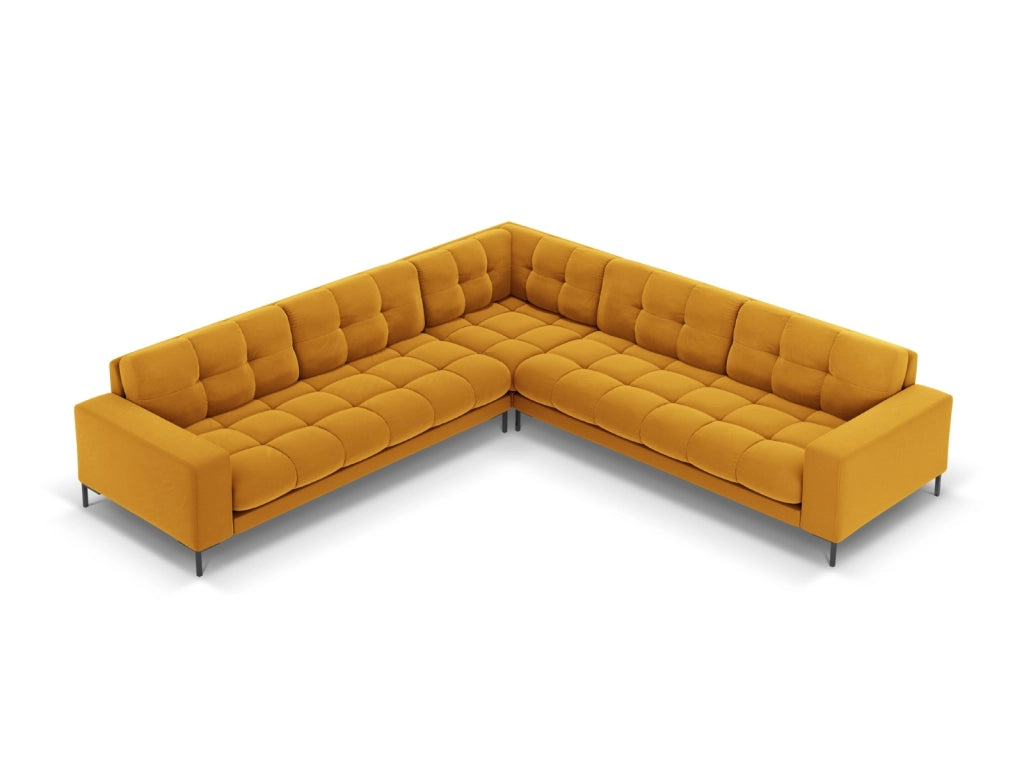 Cosmopolitan Design - Divano angolare reversibile "Bali" 6 posti in velluto giallo 