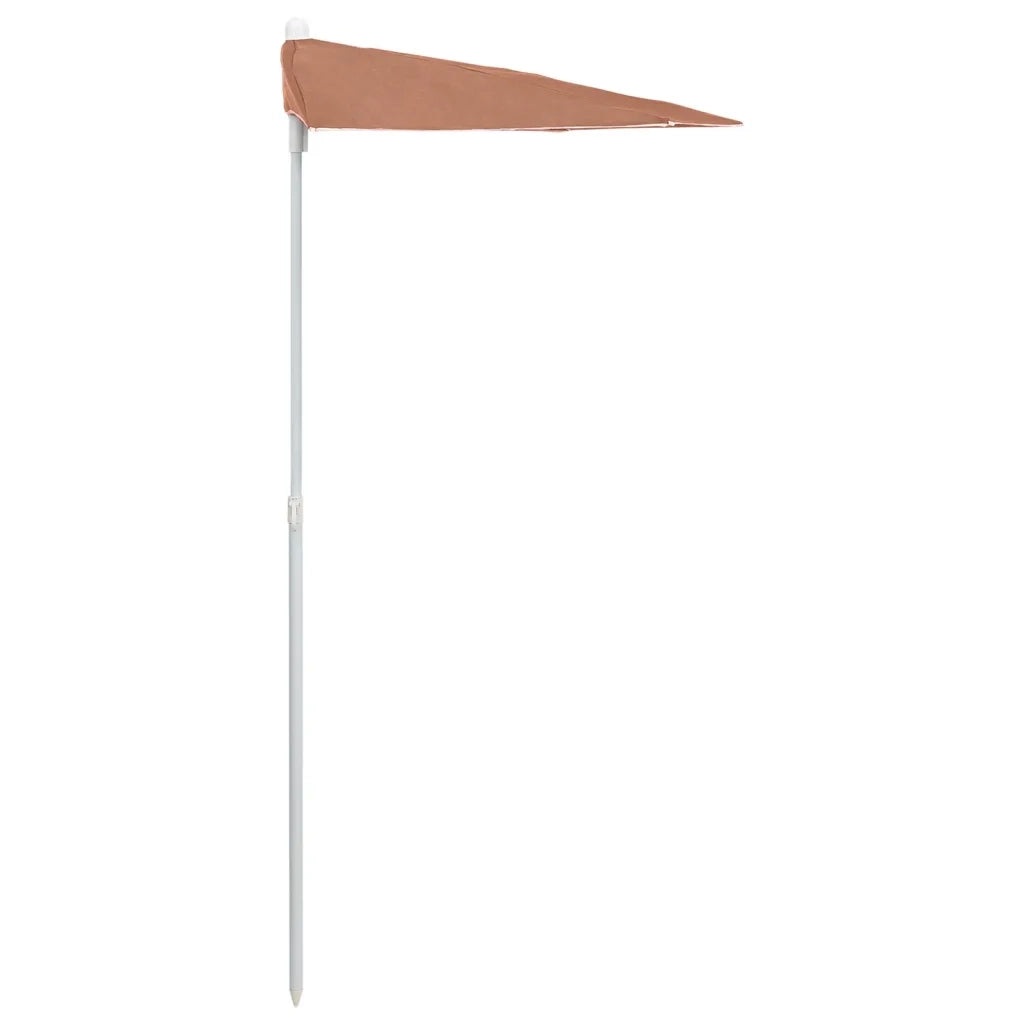 Ombrellone Semicircolare da Giardino e Palo 180x90cm Terracotta 315564