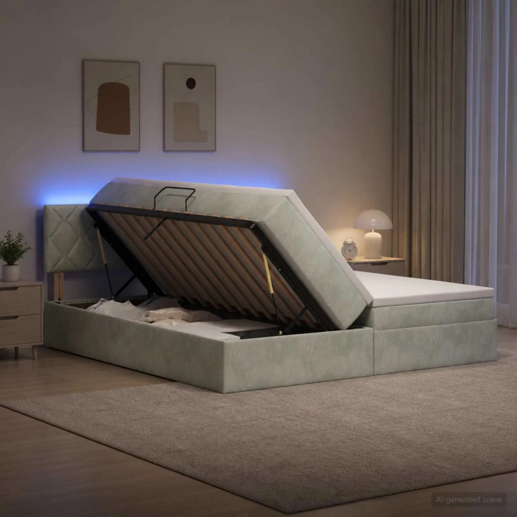 Letto con contenitore LED e materasso Grigio Chiaro 3459402