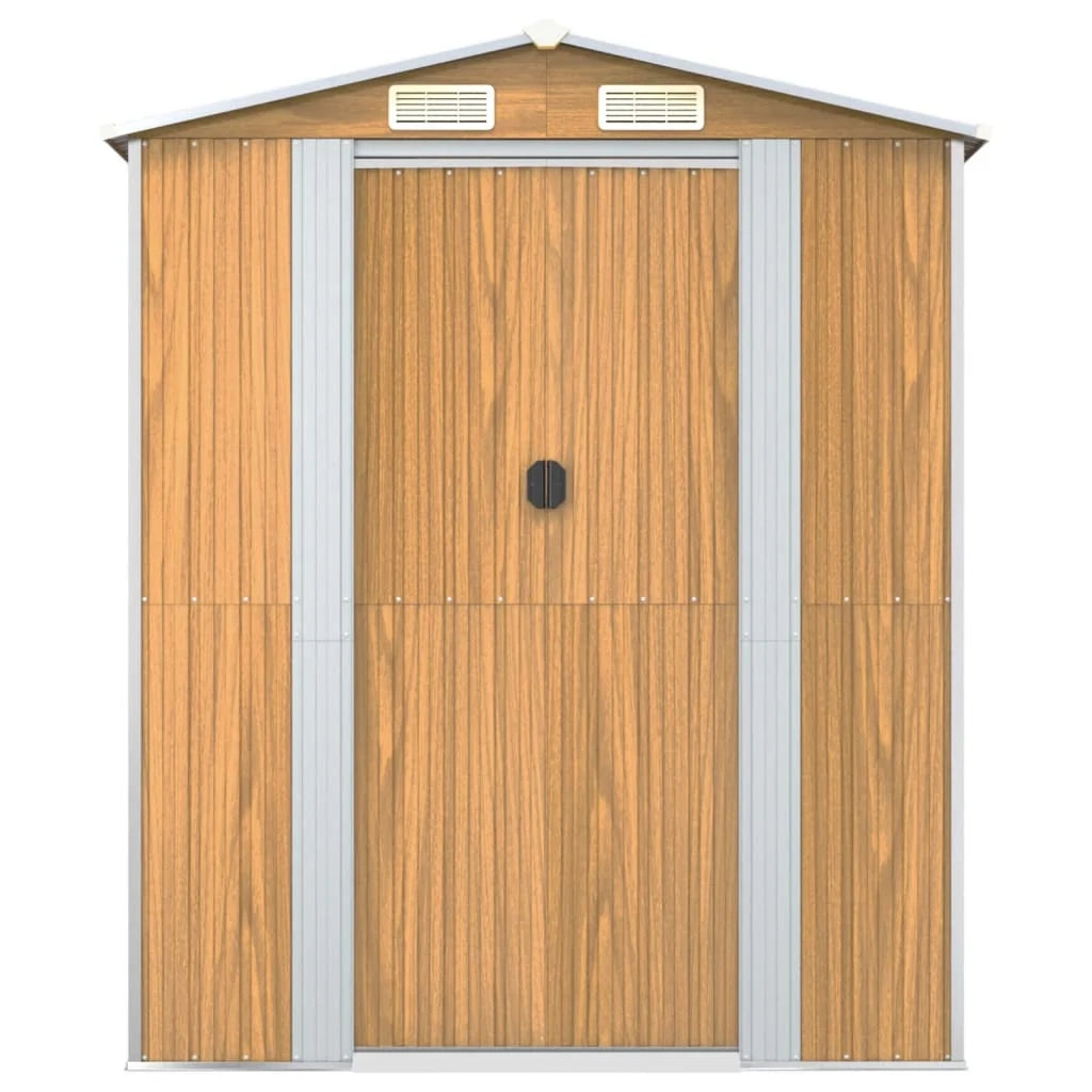 Casetta da giardino cabina ripostiglio capanno da esterno capanno per attrezzi robusta colore chiaro 192 x 1021 x 223 cm acciaio zincato marrone 02_0022299