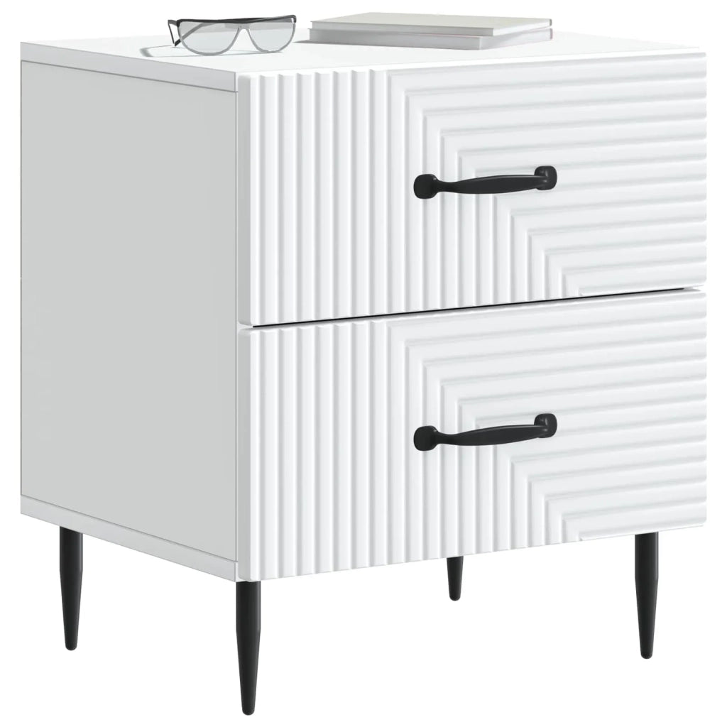 Armadio da Notte con cassetto 2 pcs Bianco 43 x 34,5 x 47,5 cm
