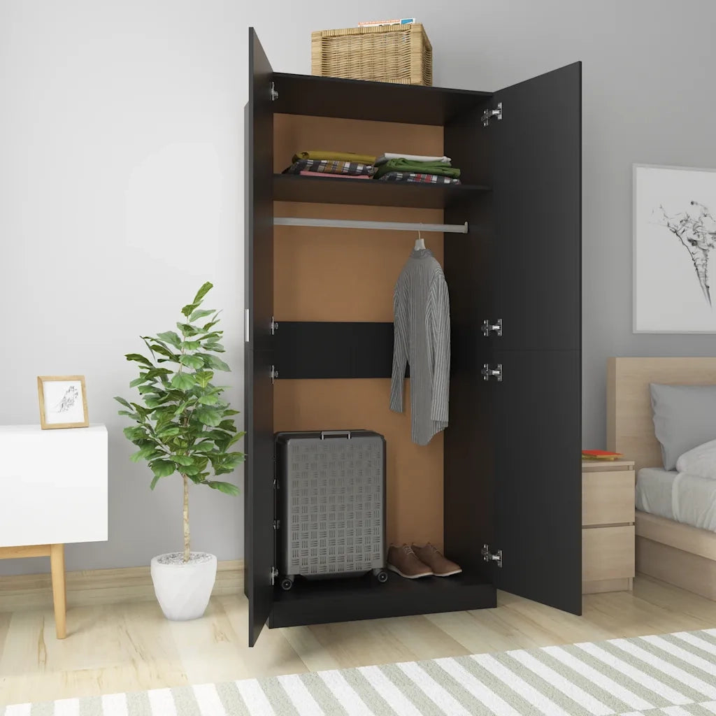 Armadio Nero 90x52x200 cm in Legno Multistrato 800631