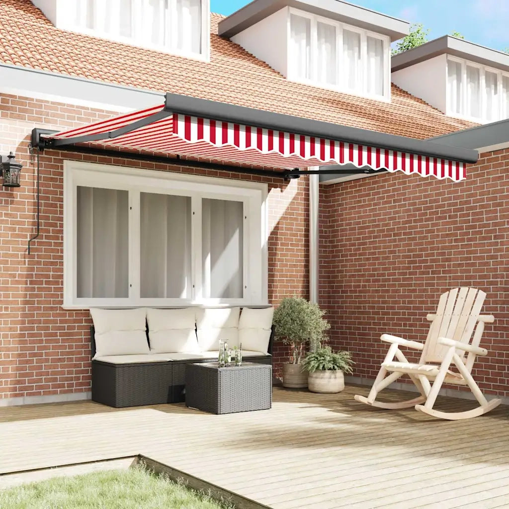 vidaXL Tenda Retrattile Rosso e bianco 300 x 250 cm Tessuto, Metallo