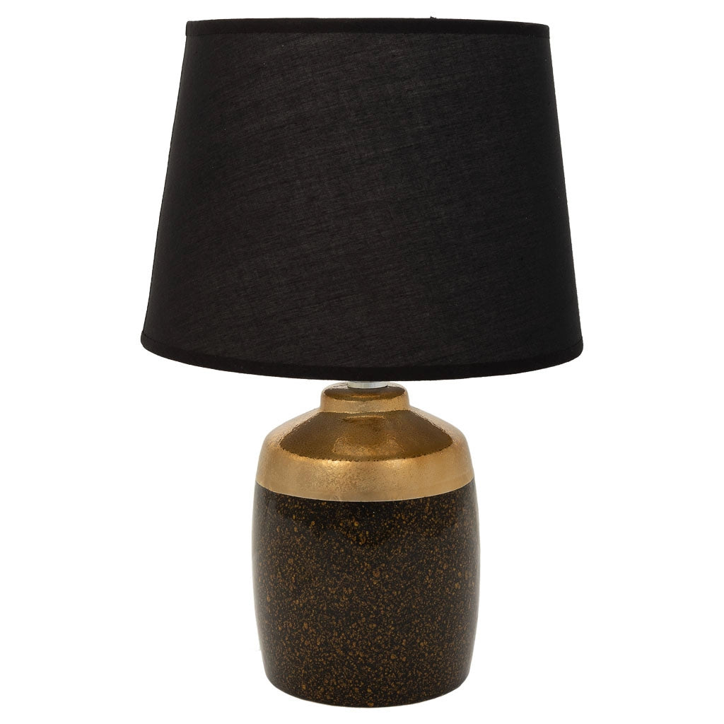Lampada da tavolo in ceramica nera e oro, 13,5x13,5x24,5 cm