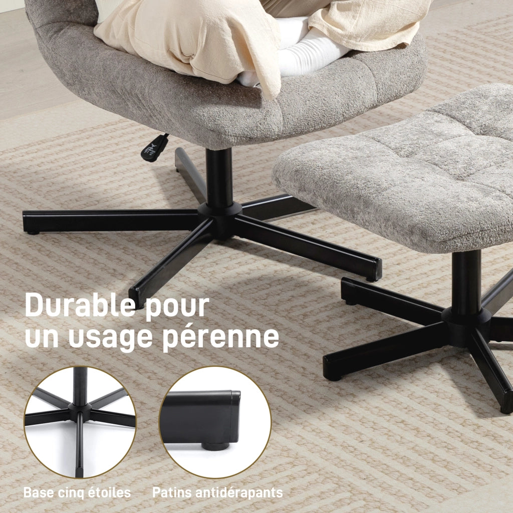 Poltrona reclinabile girevole con poggiapiedi ¨C Minimal ¨C Grigio 66x80x93-104 cm