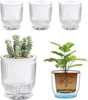 4 pezzi di vaso autoirrigante 10,2 cm per piante da appartamento, fiori africani, vasi di plastica per tutte le piante da appartamento, fiori, viola