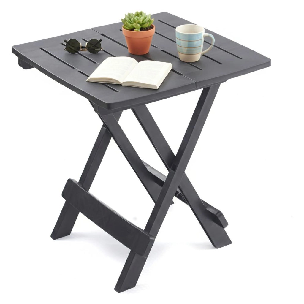 Elpino, Tavolo da Esterno 2 Posti Made in Italy, 44x44x50h cm Nero Antracite