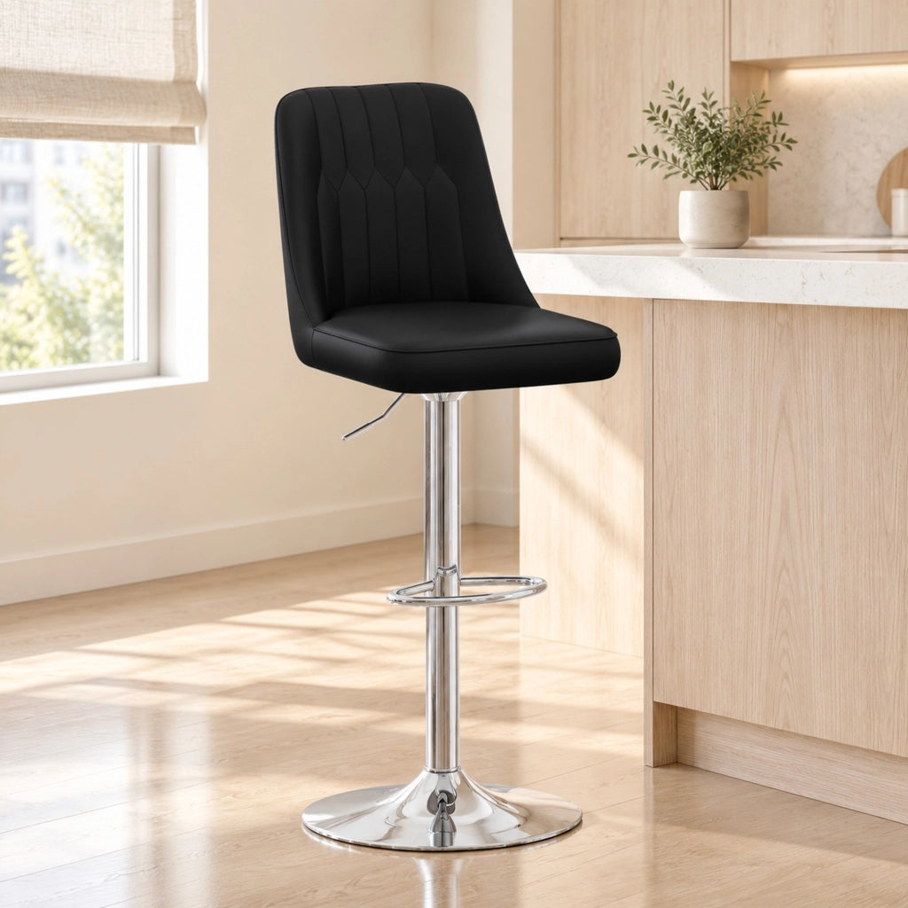 Set 2 sgabelli da bar regolabili nero argento 360° in similpelle per isola cucina