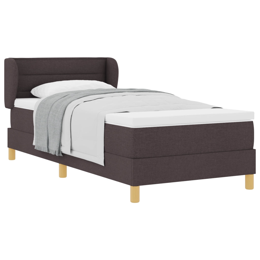 Letto con Box Spring e Materasso - Marrone Scuro, 80x200 cm, Tessuto