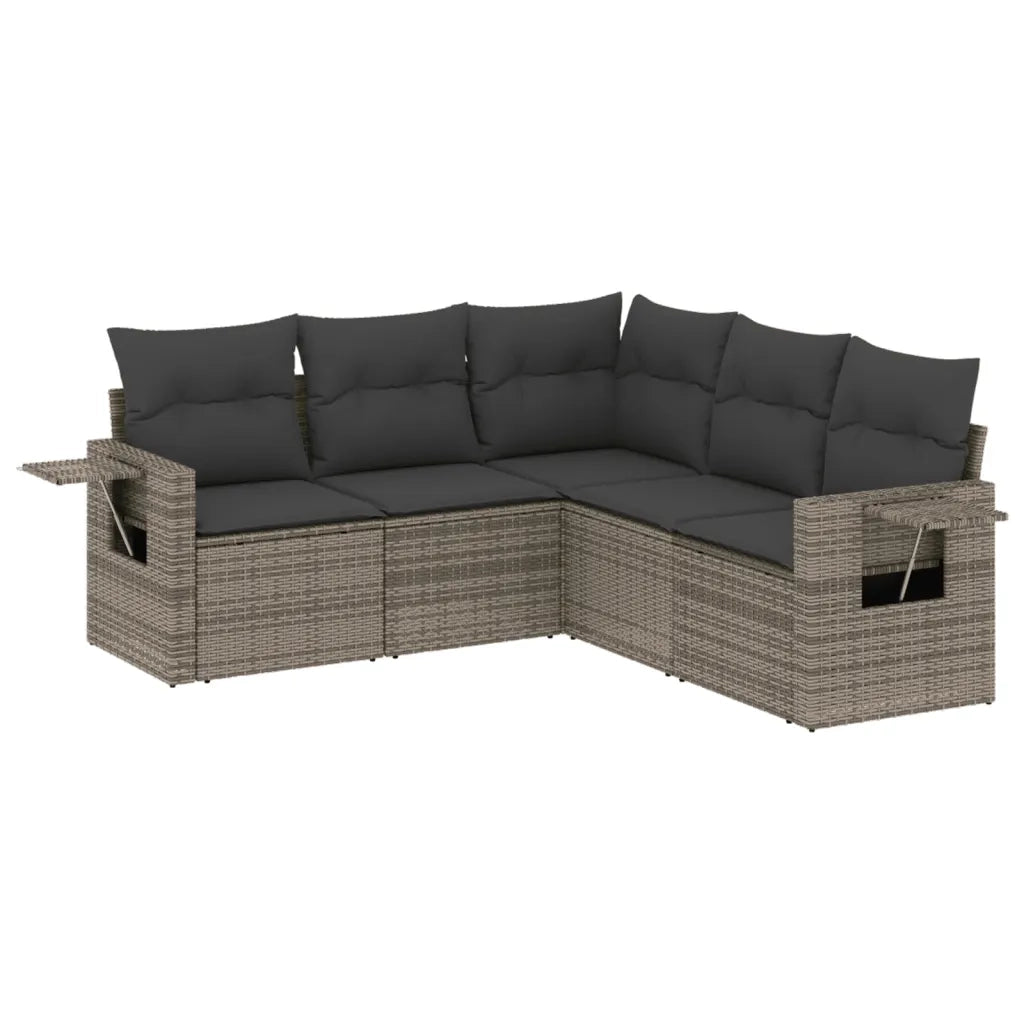 Set Divano da Giardino 5 pz con Cuscini Grigio in Polyrattan 3220149
