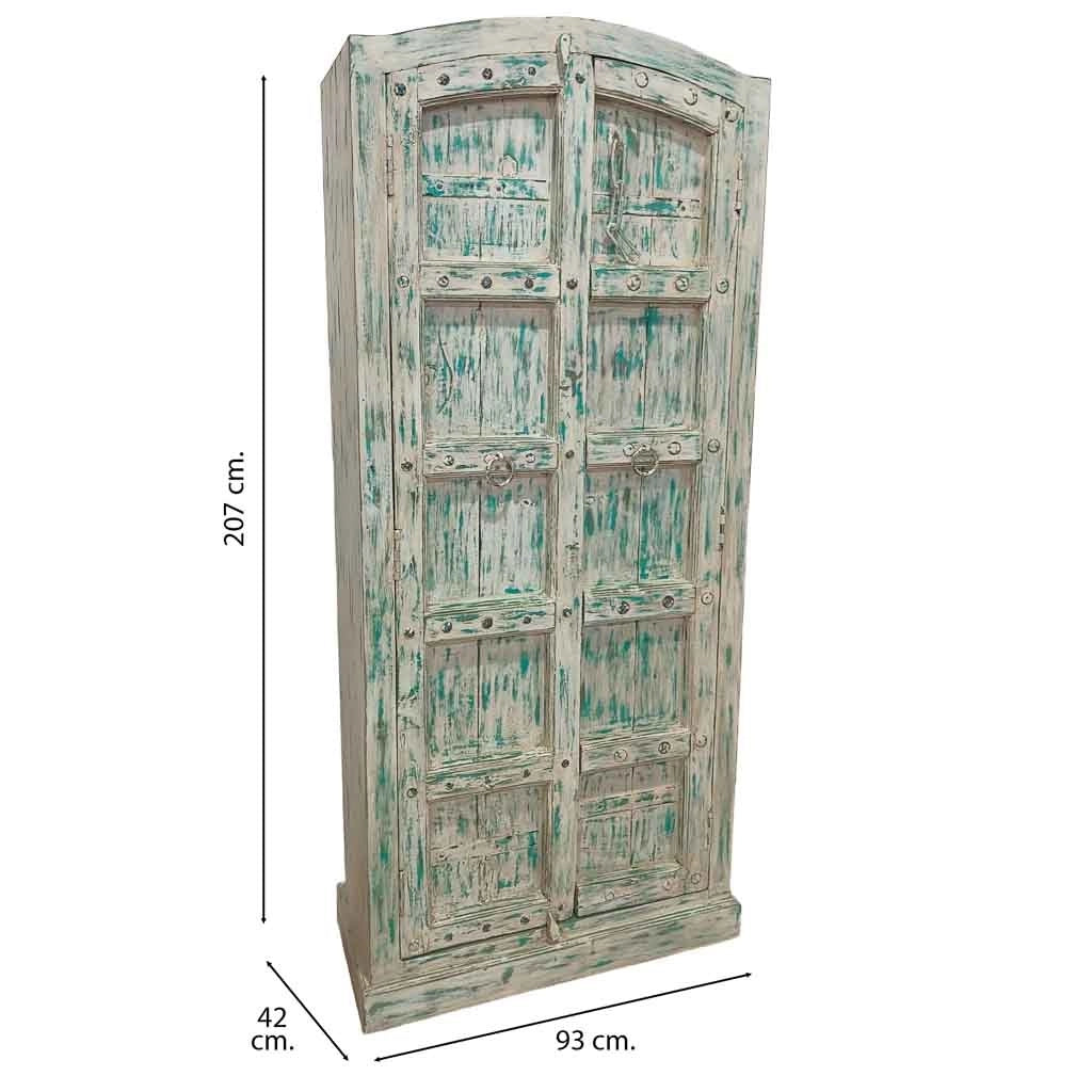 Armadio in legno artigianale blu 93x42x207h