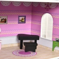 Casa delle Bambole in Legno, Casetta delle Bambole per Bambini a 3 Piani con 13 Accessori, Giocattolo per Bambini 3+ Anni